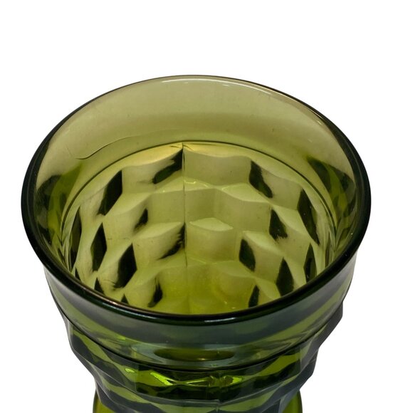 Vintage Indiana Colony Whitehall Cubist Avocado Green Glass Footed Goblet 4 1/4" - Picture 3 of 9